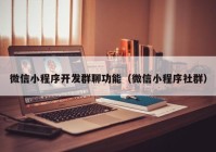 微信小程序開發(fā)群聊功能（微信小程序社群）