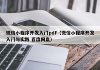 微信小程序開發(fā)入門pdf（微信小程序開發(fā)入門與實(shí)踐 百度網(wǎng)盤）