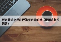 郴州分銷小程序開發(fā)哪家做的好（郴州銷售招聘網(wǎng)）