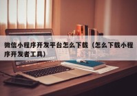 微信小程序開發(fā)平臺(tái)怎么下載（怎么下載小程序開發(fā)者工具）